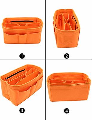 LEXSION Felt Insert Fabric Purse Organizer Bag, Bag Insert In Bag with  Zipper Inner Pocket Orange S