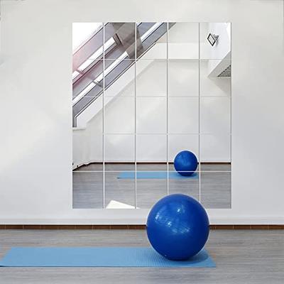 Delma Home Gym Mirrors, 12'' x 12'' Glass Mirror Tiles (16 PCS), Square  Large Wall Mirror for Home Gym, Bedroom, Door,Bathroom, Frameless Mirror  Sets