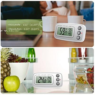 KeeKit Refrigerator Thermometer, Indoor Outdoor Thermometer with 2 Sensors, Wireless Digital Freezer Thermometer with Audible Alarm Temperature