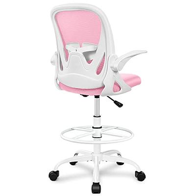 Primy Drafting Chair Tall Office Chair with Flip-up Armrests Executive  Ergonomic Computer Standing Desk Chair with Lumbar Support and Adjustable  Footrest Ring (Pink) - Yahoo Shopping