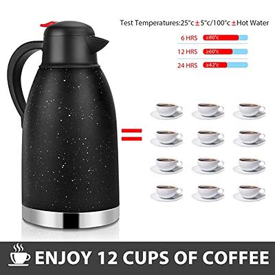 Thermal Coffee Carafe 68 Oz - 12 Hours Hot Beverage Dispenser