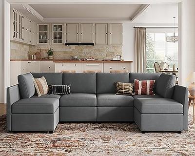 Two Seater Modular Sectional Sofa Linen Fabric Sofa Couch with Ottoman, Seat  Cushion and Back Cushion Removable and Washable - Yahoo Shopping