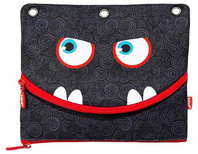 Large Soft-Sided Pencil Case Fabric with Zipper Closure, Black