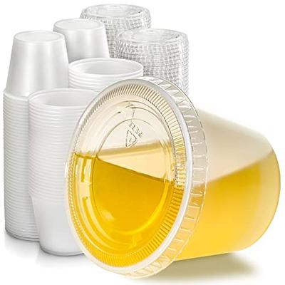 100 Sets - 2 oz. Small Plastic Condiment Containers with Lids, Jello Shot  Cups, Portion Cups with Lids, 2oz Dipping Sauce Cup, Salad Dressing  Container, Disposable Mini Plastic Souffle Cups Ramekins Clear 2 ounces