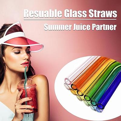 9 Pcs Reusable Glass Straws Shatter Resistant 10''x8mm 3 Straight