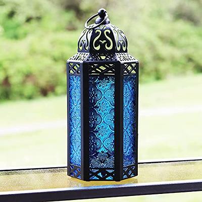 Black Lanterns Decorative Outdoor Lantern, 13 Inch Black Lantern, Battery  Powered, Metal Outdoor Lanterns with No Glass, Indoor Outdoor Lanterns for