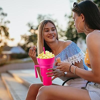 GGBDNP Stadium Tumbler with Snack Bowl, 2 In 1 Travel Snack & Drink Cup  with Straw, Leakproof Snack Cup, Reusable PVC Snack and Drink Cup for Adults,  Kids -32oz (Pink), 01 - Yahoo Shopping