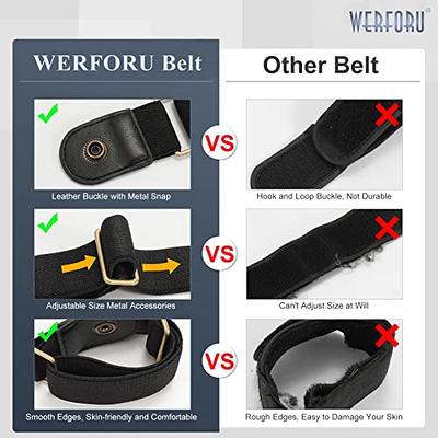 WERFORU 2 Pack Men 2 Loop No Show Elastic Invisible Belt for Women Jeans  Stretch Belt,Fit 1.5 Inch Belt Loop