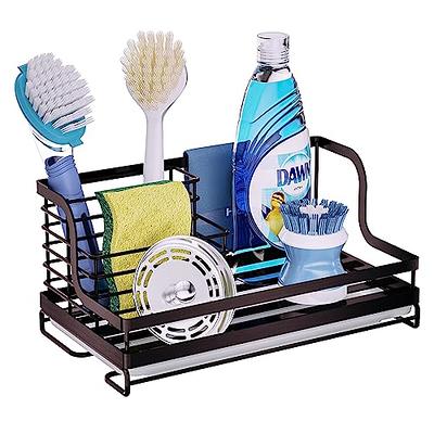 Consumest Sink Caddy, Kitchen Sponge Holder + Dish Brush Holder for Kitchen  Sink, Sink Organizer with Drip Tray for Countertop, Stainless Steel  Rustproof - Silver