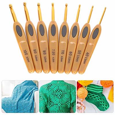 8 Sizes Crochet Hooks Set,Ergonomic Crochet Hooks with Soft Rubber Handles  and Number Marks for Grandmothers,Moms,Children,Beginners or Advanced