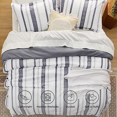 Bedsure Twin XL Comforter Set 5 Pieces, Bed in a Bag Gray White Striped  Bedding Comforter Sets All Season Bed Set with 1 Pillow Sham, Flat Sheet