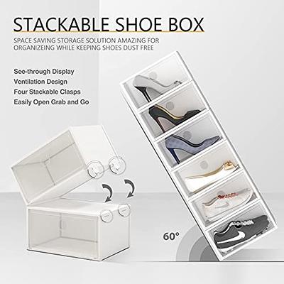 Extra Large Shoe Storage Box, Clear Plastic Stackable Shoe Organizer for  Closet