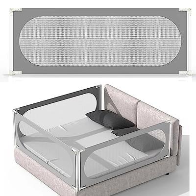 BABY JOY Bed Rails for Toddlers, 59 Extra Long, Swing Down Bed Guard w/  Safety Straps, Folding Baby Bedrail for Kids Twin, Double, Full Size Queen  & King Mattress (Gray, 59-Inch) Grey