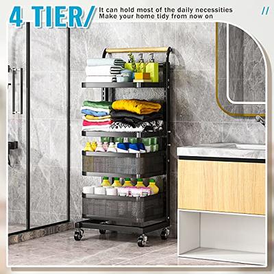 4 Tier Metal Mesh Rolling Utility Cart Storage Cart Kitchen Cart