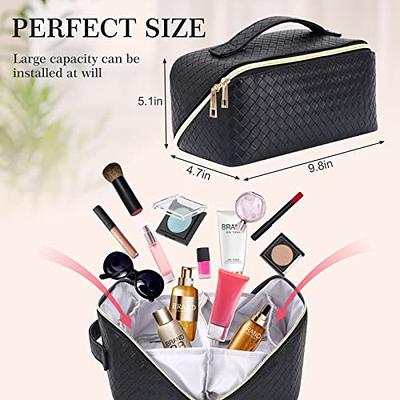JAZD Large Capacity Travel Cosmetic Bag - Makeup Bag Opens Flat for Easy  Acce