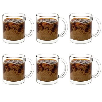 6-Pack 10 oz. Clear Glass Coffee Mugs with Thick Handles for Latte