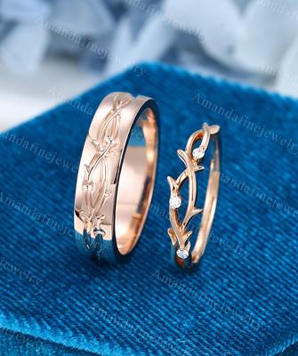 Buy Engraved Rings Brushed Gold Ring Set Couple Ring Set Personalized Ring  Promise Ring Gold Wedding Band His and Hers Set Infinity Comfort Fit Online  in India - Etsy