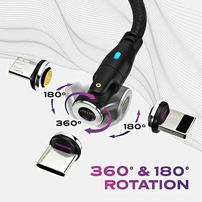  Statik 360 Pro Magnetic Charging Cable 100W Fast Charge Type C  and Micro USB Magnet Connectors, 100 W Magnetic Charge Cable 3ft / 1m, Data  Transfer Capable, Compatible with All Devices 