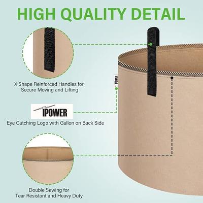 7 Gallon Grow Bags 5-Pack Black Thickened Nonwoven Fabric Pots with Handles, Multi-Purpose Rings