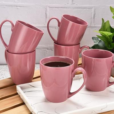 Auerhceram Coffee Mug Ceramic Dark Pink Coffee Cups,Tea Cups with Large  Handle for Women Men AC001D