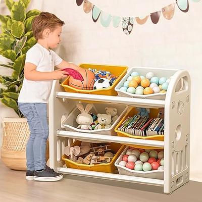 Kids Toy Storage Organizer with Bins and Multi-Layer Shelf for Bedroom Playroom -Blue