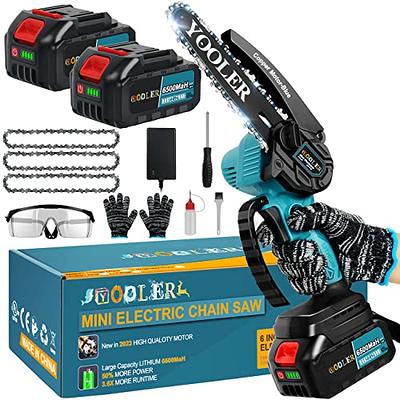  JUJUBEAN Mini Chainsaw 6 Inch Cordless, Battery Operated  Chainsaw with Charger, Portable Handheld Chainsaw, Small Electric Chainsaw  as Tree Trimmer Branch Cutter (2 Rechargeable Batteries Included) : Patio,  Lawn & Garden