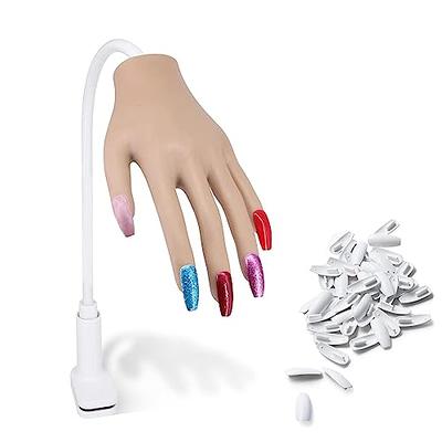 Silicone Practice Hand for Acrylic Nails, Mannequin Hands for Nails  Practice with Bracket, Life Size Fake Hand for DIY Nails with 100pcs Nail  Tips, 3pcs Nail Files