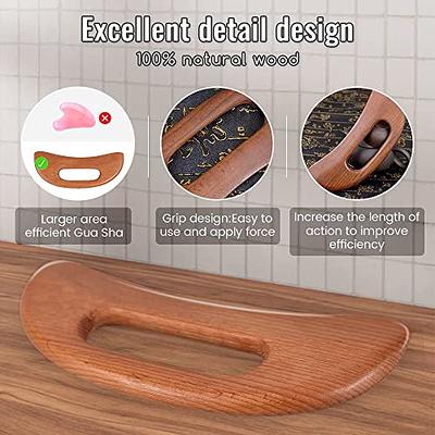 2 Pieces Wood Massage Tools Gua Sha Board Handheld Wooden Scraper Massage  Rollers Lymphatic Drainage Tool for Release Cellulite Sore Muscle