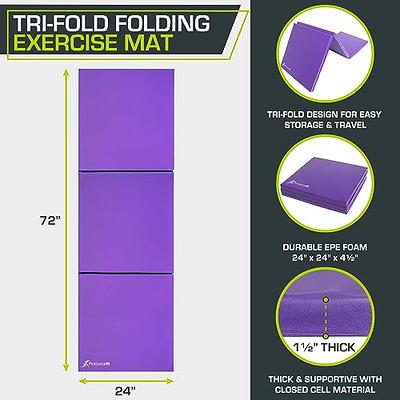 Prosource Fit Tri-Fold Folding Thick Exercise Mat 6'x4' with Carrying  Handles for Tumbling, Martial Arts, Gymnastics, Stretching, Core Workouts