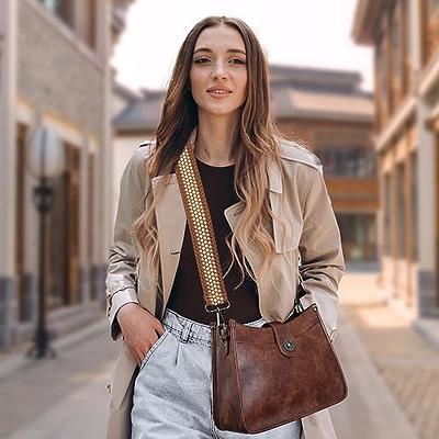 Vegan PU Leather Crossbody Bags for Women Trendy with 2 Adjustable Straps,Hobo Guitar Strap Cross Body Bag Purses for Women