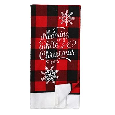 Black White Buffalo Plaid Snowman Xmas Trees Christmas Kitchen Towels Dish  Towel