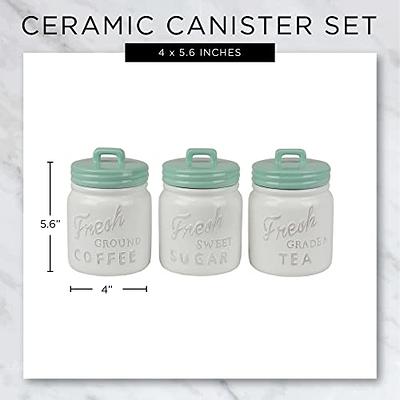 DII Kitchen Accessories Collection Ceramics, Jar Canister Set, Aqua, 3 -  Yahoo Shopping