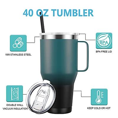 40 oz Tumbler with Handle and Straw Lid, 100% Leak-Proof Travel Coffee Mug, Stainless Steel Insulated Cup for Hot Cold Beverages, Keeps Cold for