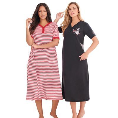 Plus Size Women's 2-Pack Long Henley Sleepshirt by Dreams & Co. in