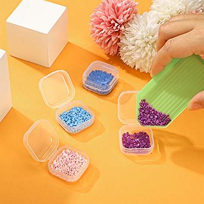 24 Packs Small Clear Plastic Beads Storage Containers Box with Hinged Lid  for St