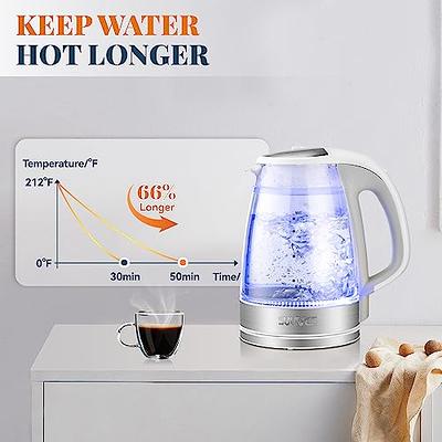 1.7L Glass Cordless Electric Kettle Double Wall Temperature