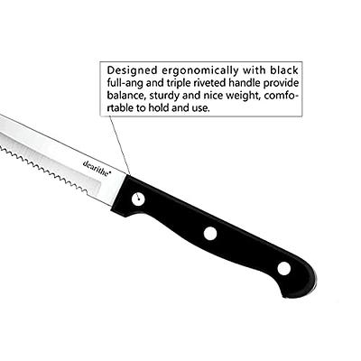 6pcs Stainless Steel Sharp Steak Knife Black Plastic Handle