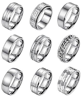 JStyle Stainless Steel Rings for Men Wedding Ring Cool Simple Band 8mm Width 3 Pcs A Set