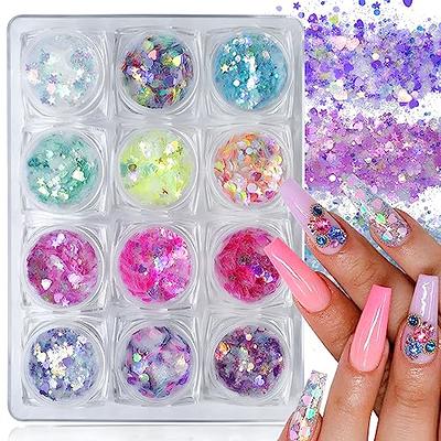 Holographic Chunky Glitter Set of 12, Nail Art Glitter Sequins, Iridescent  Glitter Flakes for Eye, Body, Face, Hair, Cosmetic Glitter for Festival