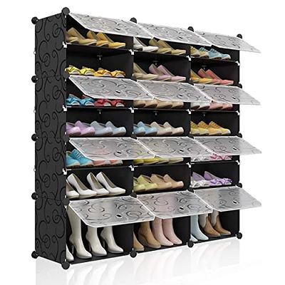 Outopee 6 Tier 18 Pair White Plastic Shoe Box - Stackable Shoe