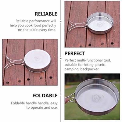 IMIKEYA Camping Frying Pan Stainless Steel Grilling Pan with Folding Handle  Portable Camp Pan Cooking Equipment for Outdoor Camping Hiking Picnic  Cooking Egg Steak Backpacking Skillet - Yahoo Shopping