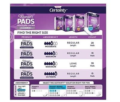 Walgreens Certainty Women's Pads for Bladder Control Ultimate Absorbency  Long Length