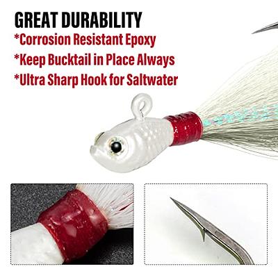 Dr.Fish 3 Pack Bucktail Jig Lure Hair Jig Saltwater Freshwater Lures Surf  Fishing Chartreuse Flounder Striper Bluefish Halibut Redfish 1/4oz - Yahoo  Shopping