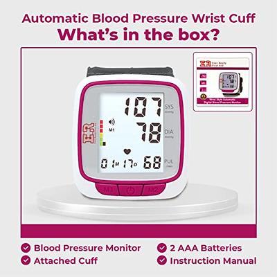 YBHOC Wrist Blood Pressure Monitor,Talking BP Machine Voice Broadcast,  Adjustable Wrist Cuff 5.3-8.5inch, 2 Users x 60 Memories for Home or