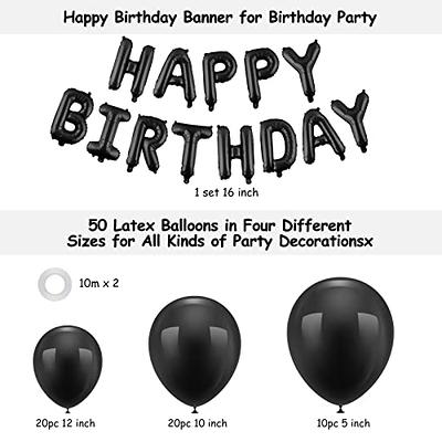 PartyWoo Black Balloons, 120 pcs Latex Balloons for Birthday Party, 5