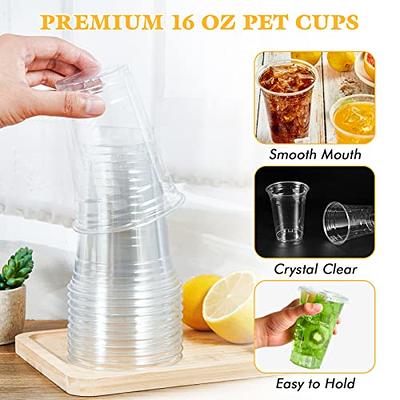 Lilymicky [100 Sets 12 oz Clear Plastic Cups with Dome Lids, Disposable Plastic Drinking Cups, 12 oz Parfait Cups for Ice Coffee, Smoothie, Bubble