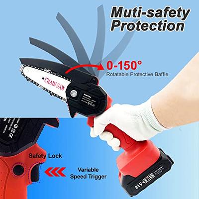 4-Inch Cordless Electric Chainsaw with Rechargeable Battery Portable  Handheld Electric Saw for Tree Branch Wood Cutter