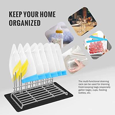 IDEATECH Reusable Bag Rack with Cup Drying Mat,Plastic Bag Dryer Rack Dish  Drying,Collapsible Kitchen Counter Storage Organizer Sponge Holder,Dryer  Rack for Silicone Storage Bag - Yahoo Shopping