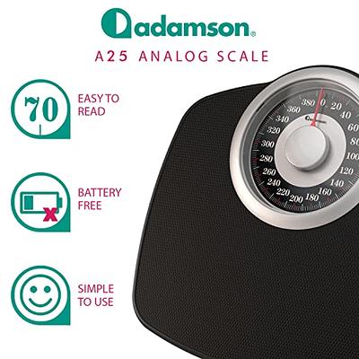 Adamson A25 Scales for Body Weight - Up to 400 LB - New Version 2024 Model  - Anti-Skid Rubber Surface - Bathroom Scale Analog - Mechanical Weight  Scale - Durable with 20-Year Warranty - Black - Yahoo Shopping
