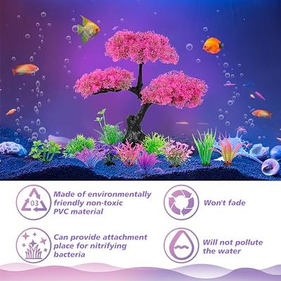 Ameliade Aquarium Decorations Fish Tank Artificial Plastic Plants & Cave  Rock Decor Set, Goldfish Betta Fish Tank Accessories Small Large Fish Bowl